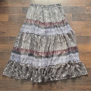 Solitaire Boho Tiered Maxi Skirt Medium
